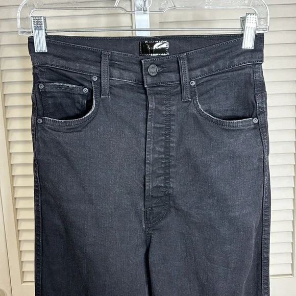 Mother Tippy Top Frisky Flood Not Guilty Black Denim Straight Jeans Size 25 - Picture 3 of 14